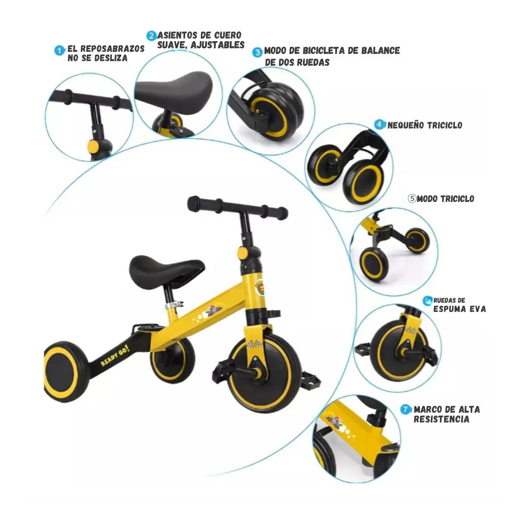 Bicicleta De Equilibrio Infantil 3 En 1 Con Pedales