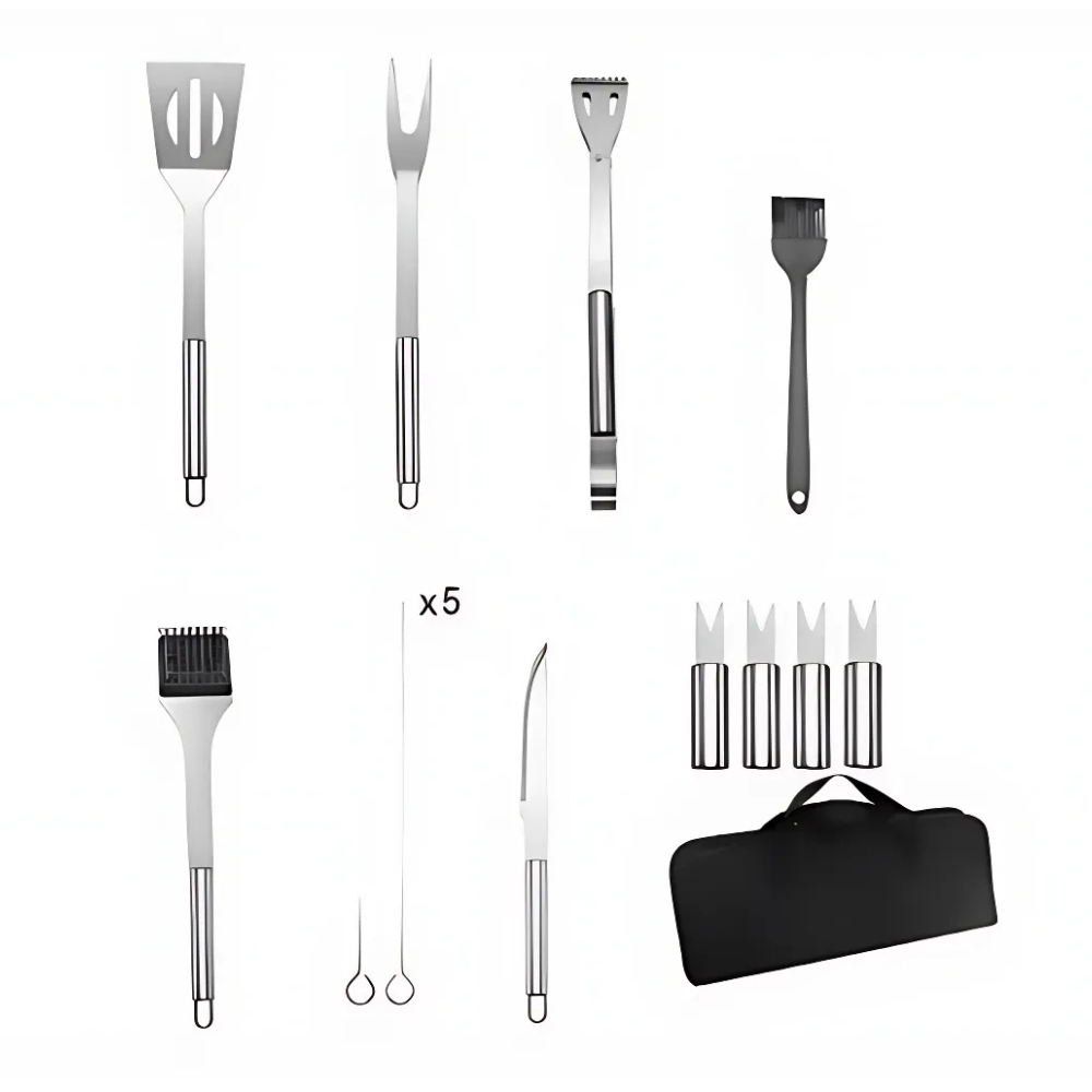 Juego De Barbacoa Utensilios De Parrilla Inoxidable De 15pzs