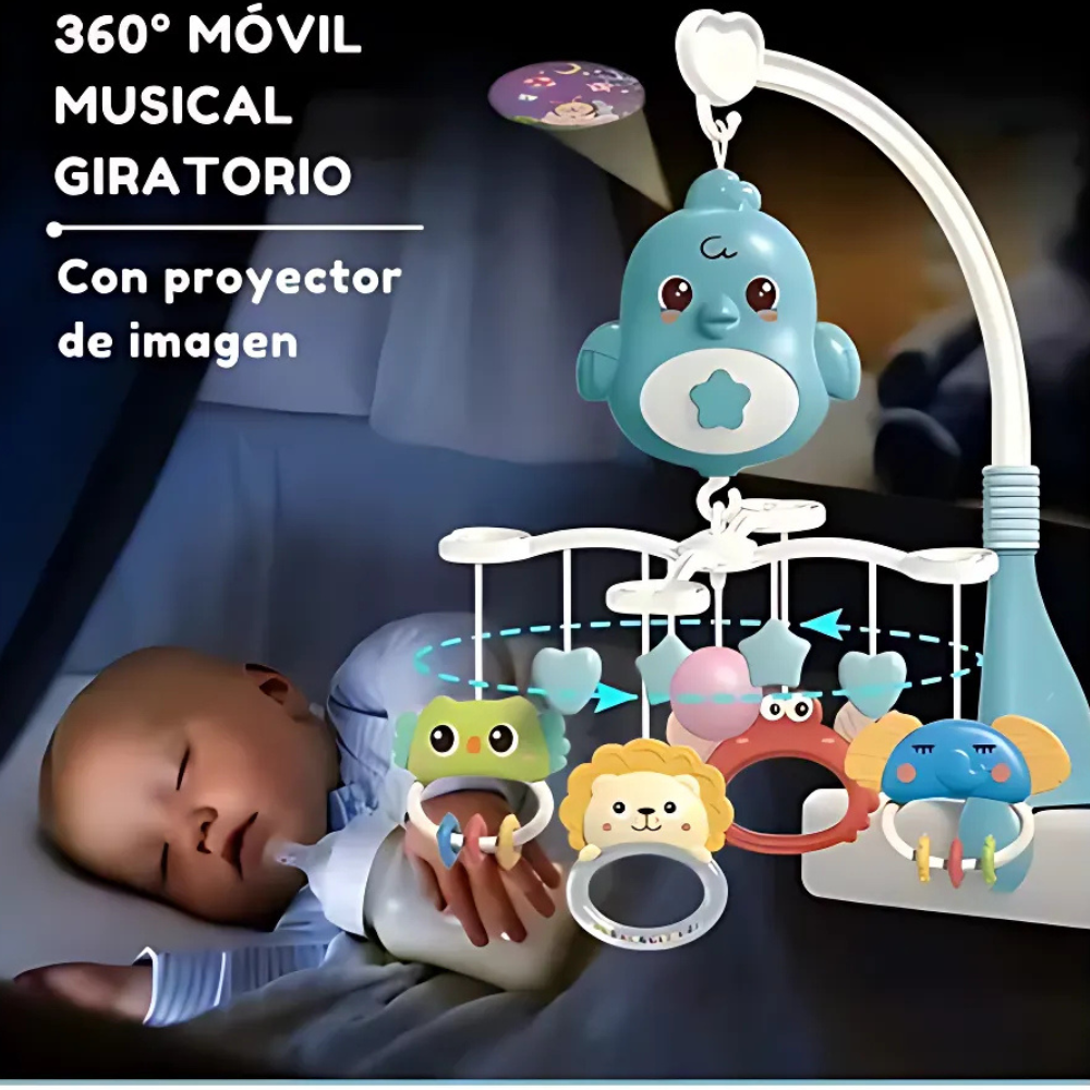 Móvil Musical Para Cuna Bebe Con Proyector Y Rotación 360°