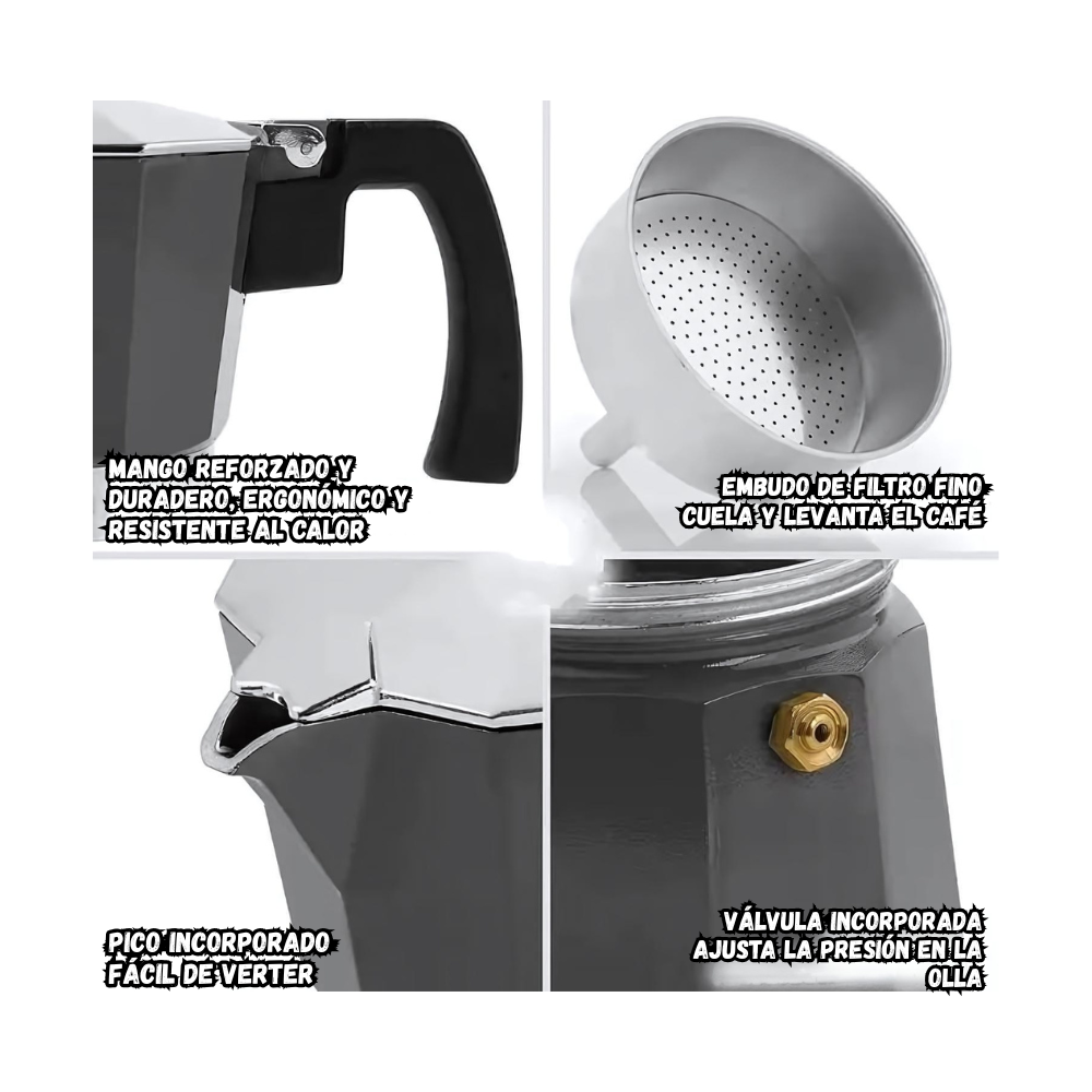 Cafetera Italiana Moka 6 tazas Cafe Tipo Espresso 300 ML