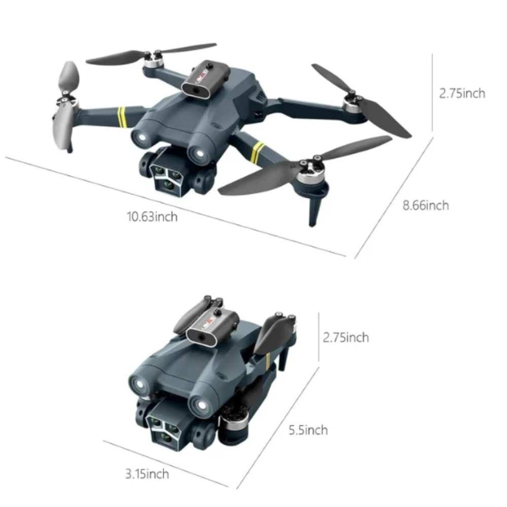 Dron M3 Max Rc Quadcopter, dual cámaras HD 4K, Wifi, Fpv, evitación de obstáculos, Control remoto con baterías y estuche de transporte.