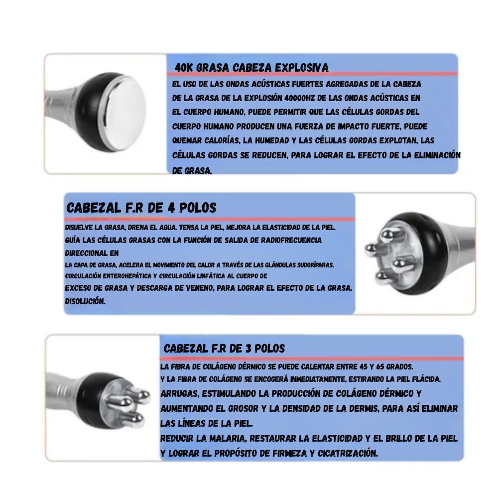 Cavitación Radiofrecuencia Profesional Portátil 3 En 1