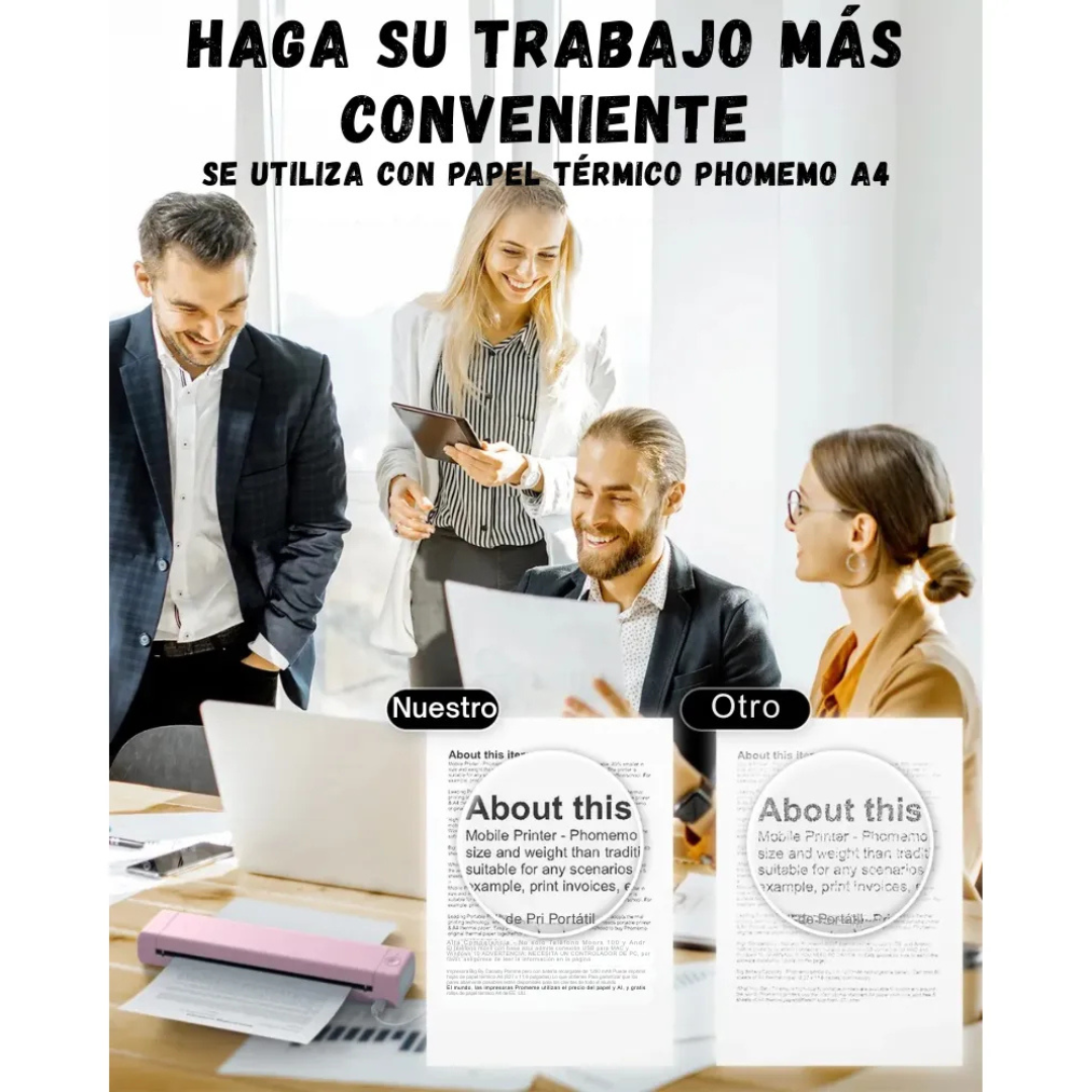 Impresora Portatil Phomemo Bluetooth Termica + Resma Carta