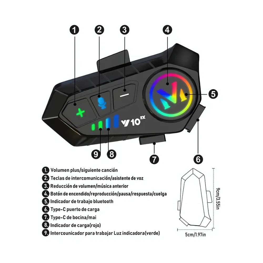 Intercomunicador Bluetooth Para Moto V10 Nuevo Modelo 2025 X2