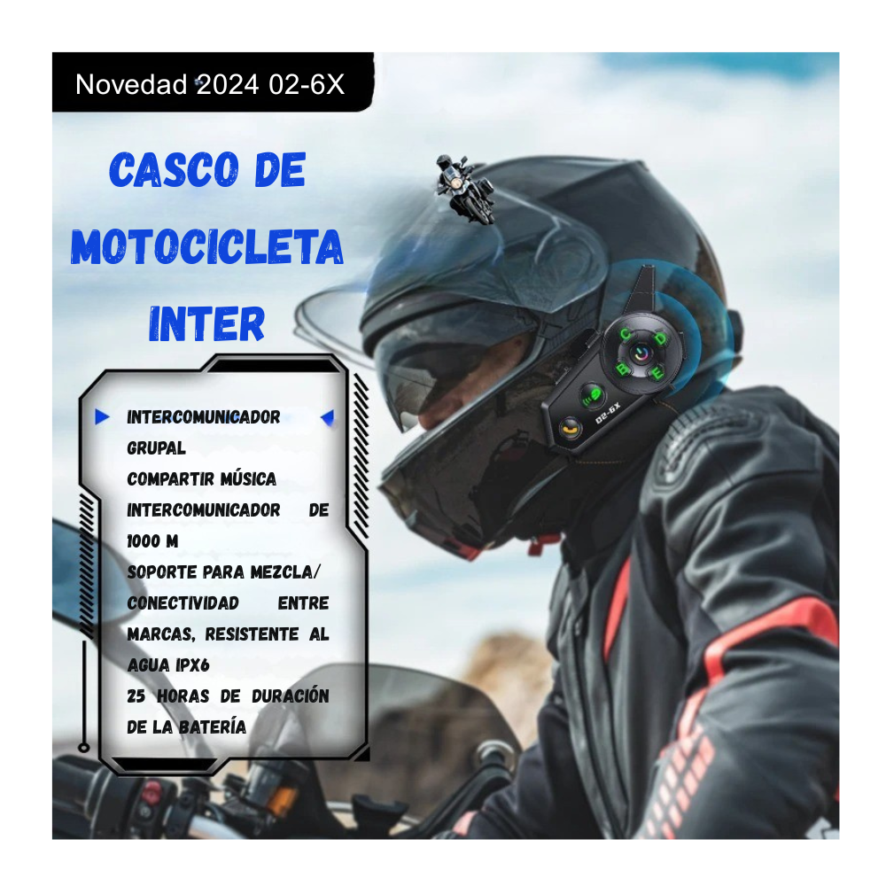 Intercomunicador Bluetooth Grupal 6 Conexiones Música Ip66