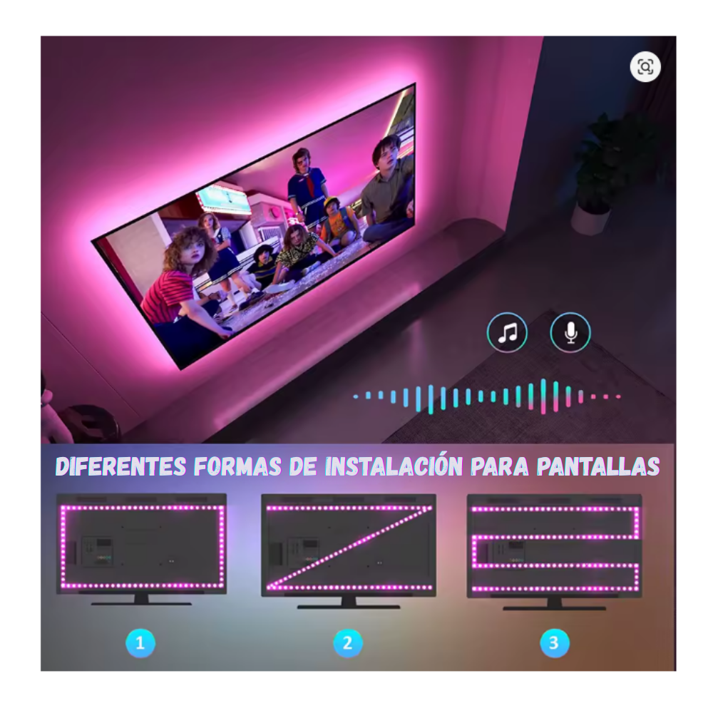 Luz Led Rítmica Para Televisor Rgb Ic Hdmi 55 A 65 Pulgadas