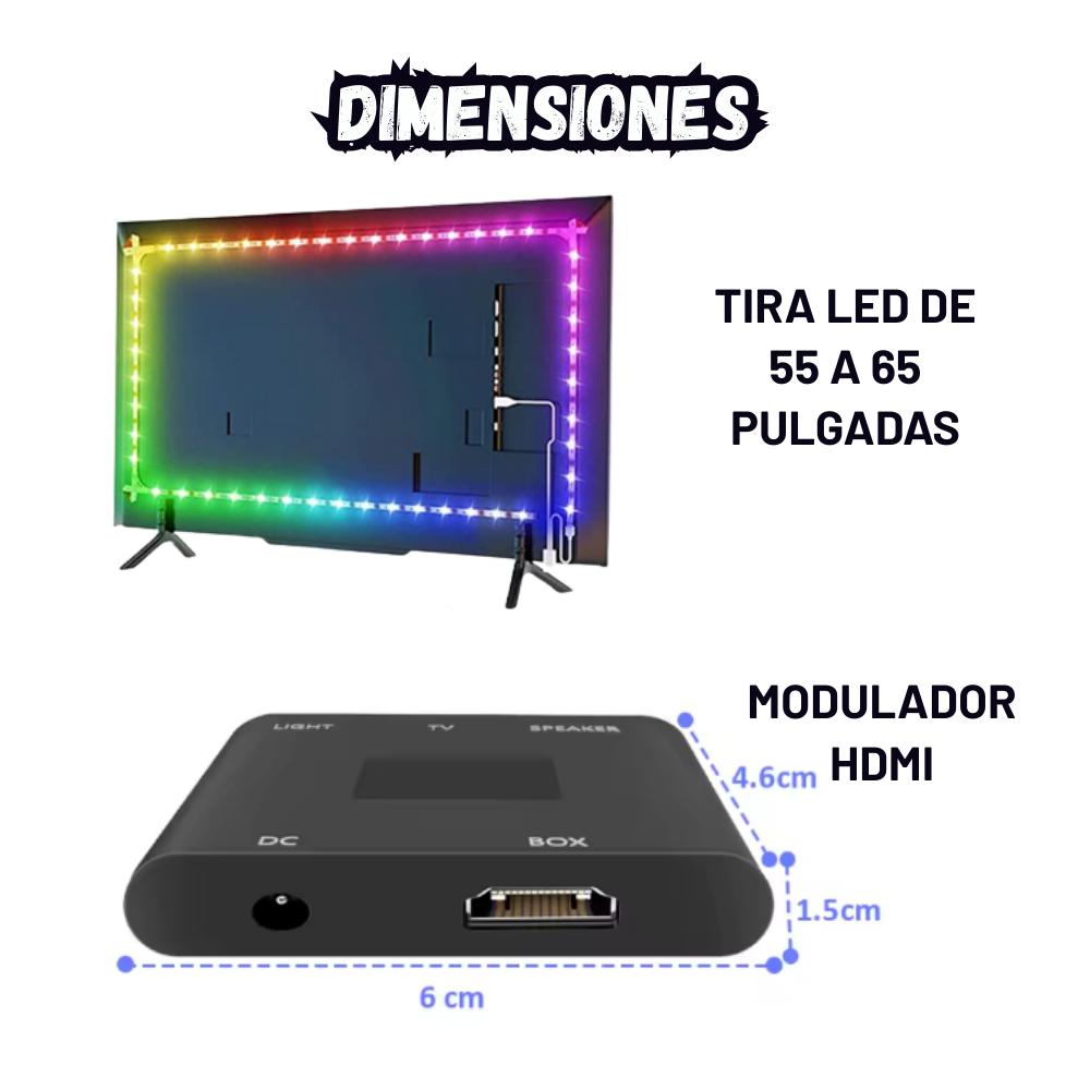 Luz Led Rítmica Para Televisor Rgb Ic Hdmi 55 A 65 Pulgadas