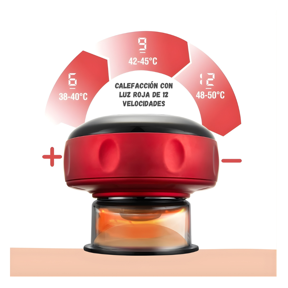 Masajeador Al Vacio Recargable Ventosas Anticelulitis Vacumt - Rojo