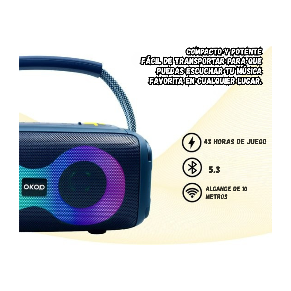 Parlante Altavoz Portatil Bluetooth Con Luces Rgb KP-812