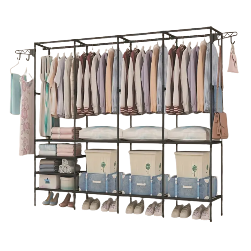 Ropero Perchero Tubular Organizador De Ropa 4 Cuerpos
