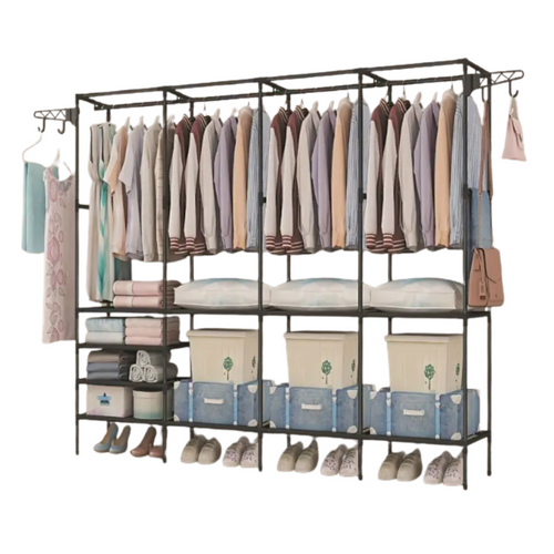 Ropero Perchero Tubular Organizador De Ropa 4 Cuerpos