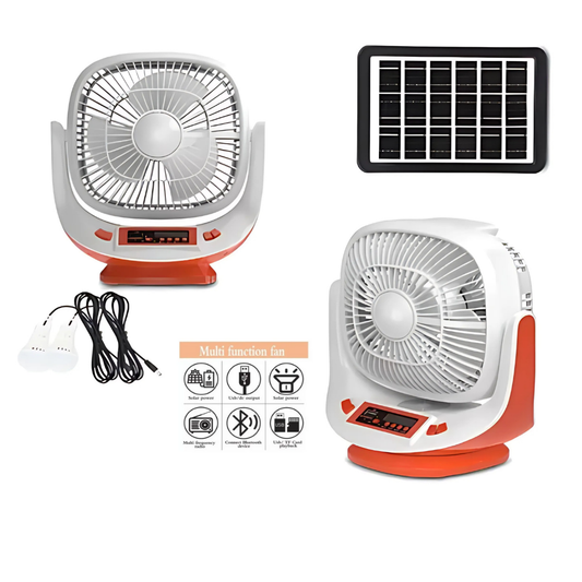 Ventilador Portátil Con Panel Solar Powerbank Radio Usb Bt
