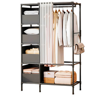 Closet Ropero Armario Perchero Organizador Con Cortina