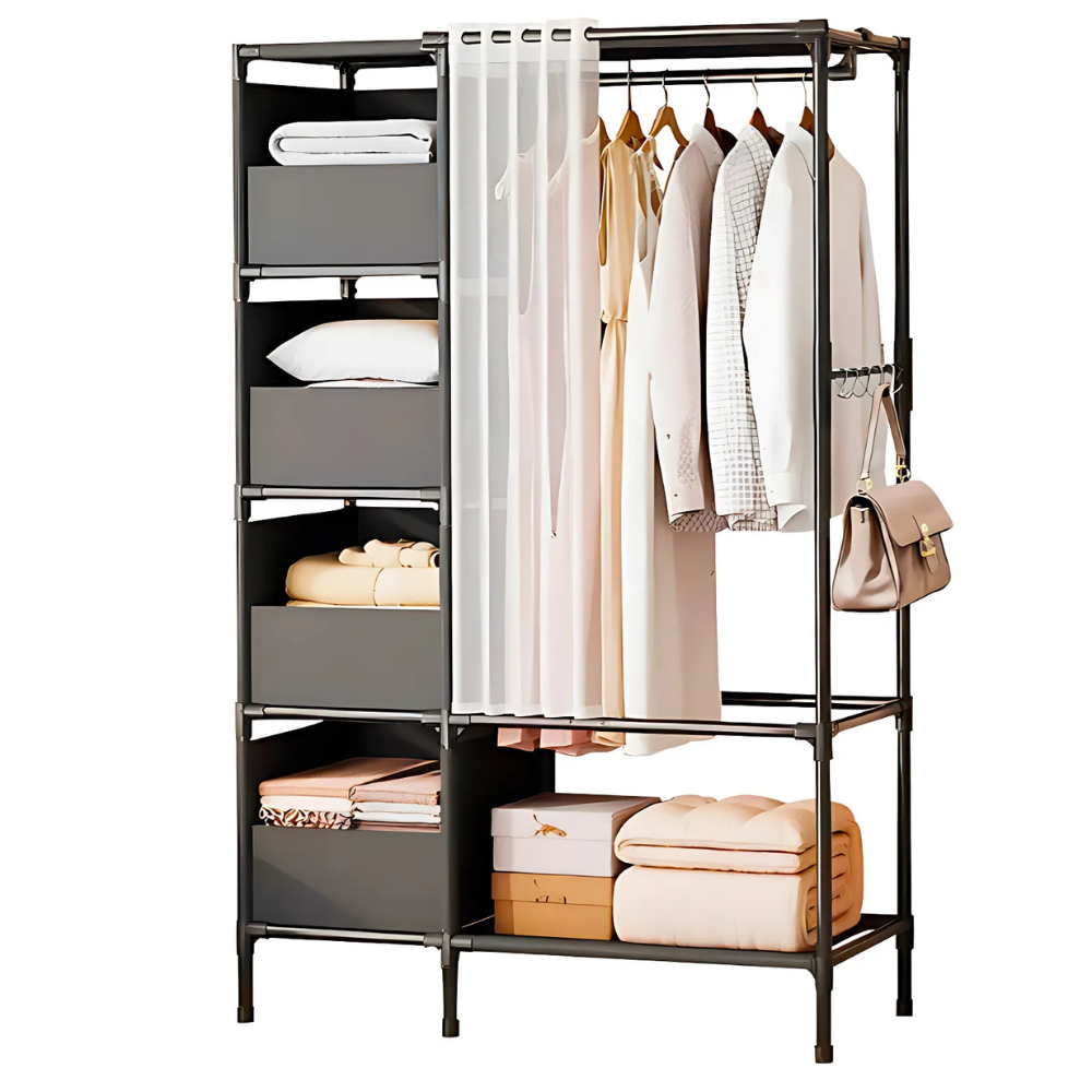 Closet Ropero Armario Perchero Organizador Con Cortina