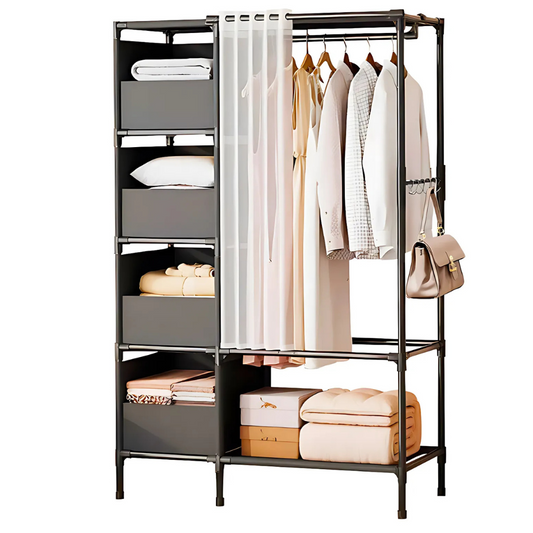 Closet Ropero Armario Perchero Organizador Con Cortina