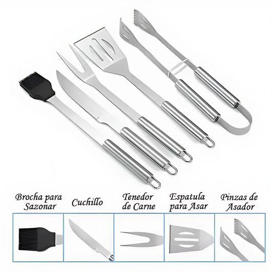 Juego De Barbacoa Utensilios De Parrilla Inoxidable De 15pzs