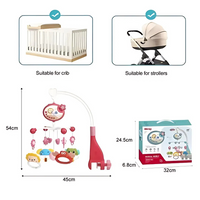 Móvil Musical Cuna Bebe Con Proyector Y Rotación 360° Rosa