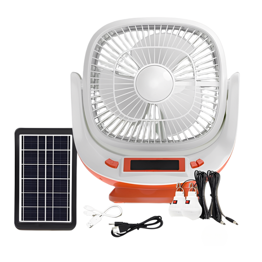 Ventilador Portátil Con Panel Solar Powerbank Radio Usb Bt