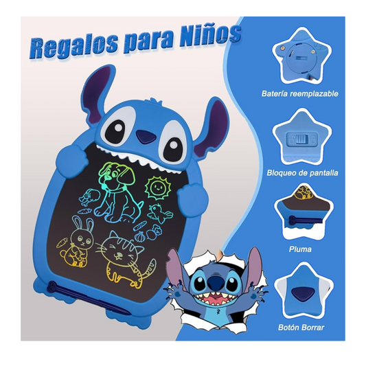 Pizarra Magica Lcd Multicolor Dibujos Stitch Azul