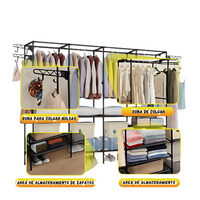 Ropero Perchero Tubular Organizador De Ropa 4 Cuerpos