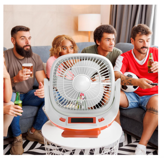 Ventilador Portátil Con Panel Solar Powerbank Radio Usb Bt