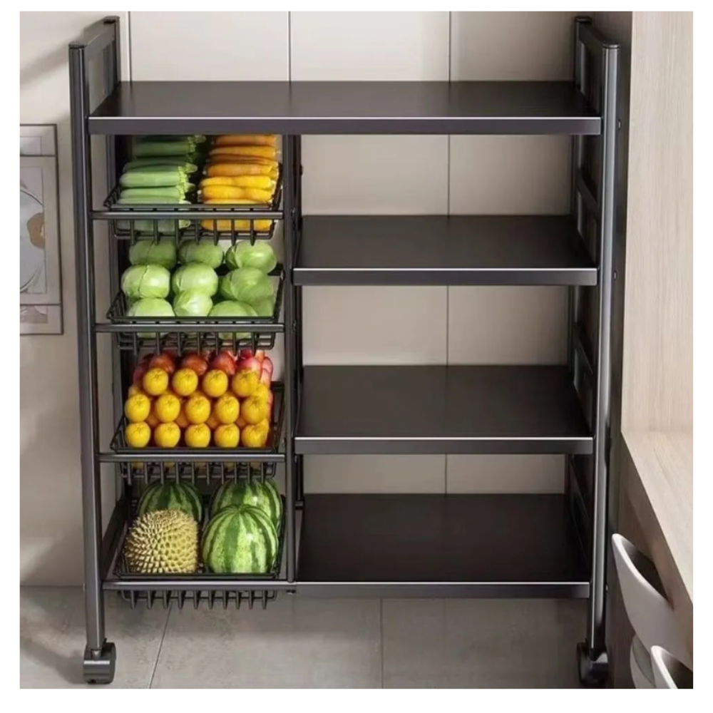 Estante Organizador Metálico Con 4 Lvl Con Ruedas Multiuso