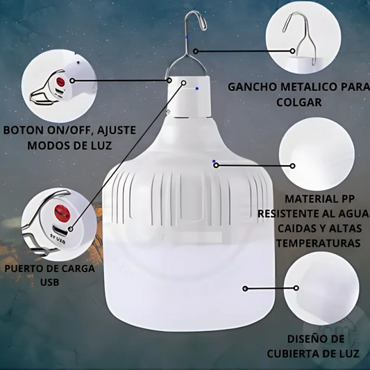 Bombillo Led Recargable De Emergencia 30w