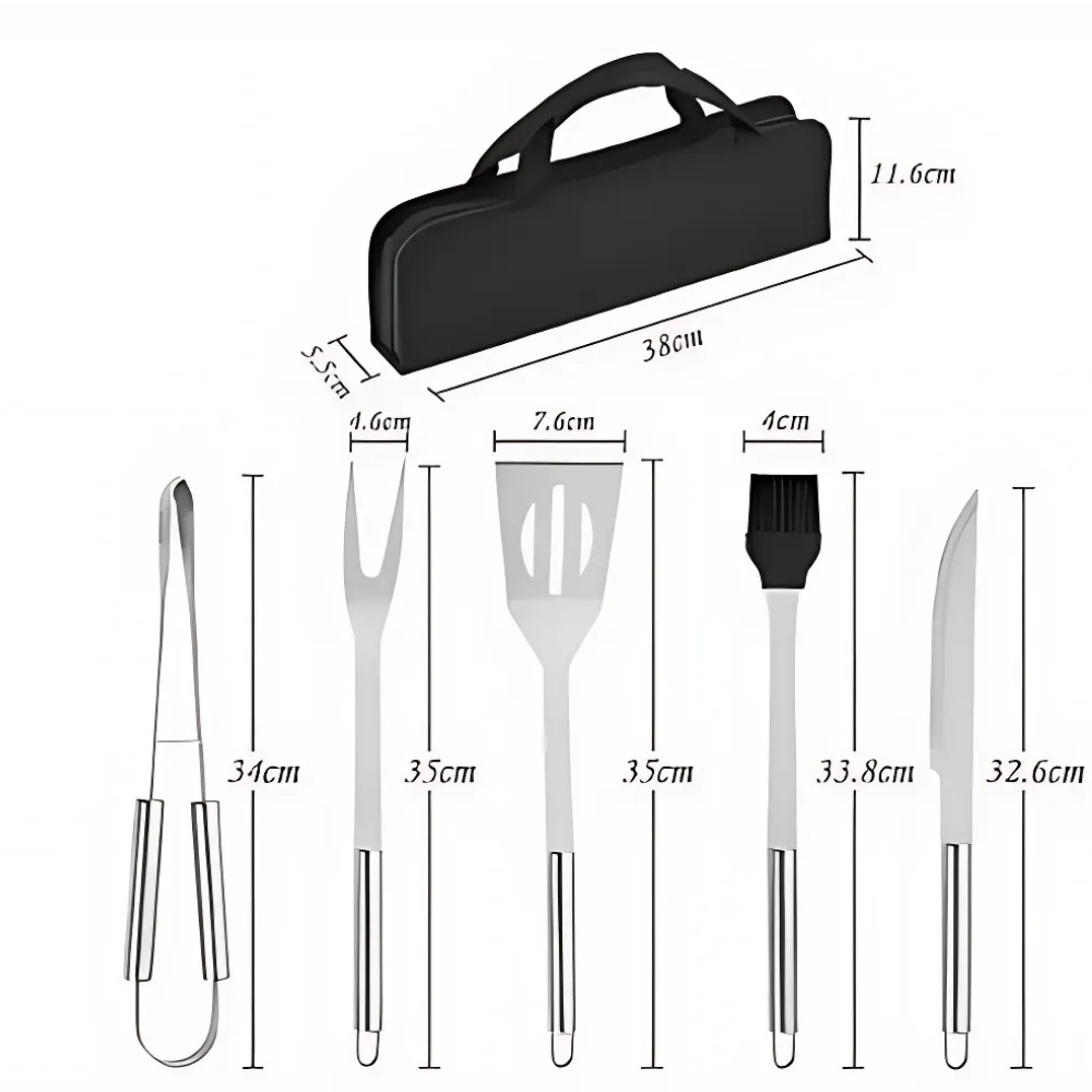 Juego De Barbacoa Utensilios De Parrilla Inoxidable De 15pzs