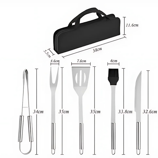 Juego De Barbacoa Utensilios De Parrilla Inoxidable De 15pzs