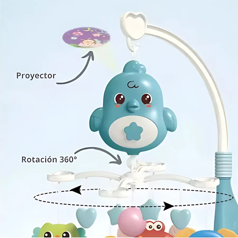 Móvil Musical Para Cuna Bebe Con Proyector Y Rotación 360°