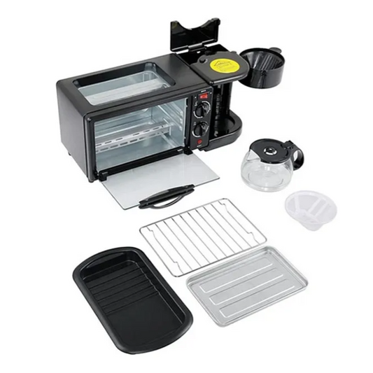 Horno Eléctrico Tostador Sokany Cafetera Parrilla 3 En 1