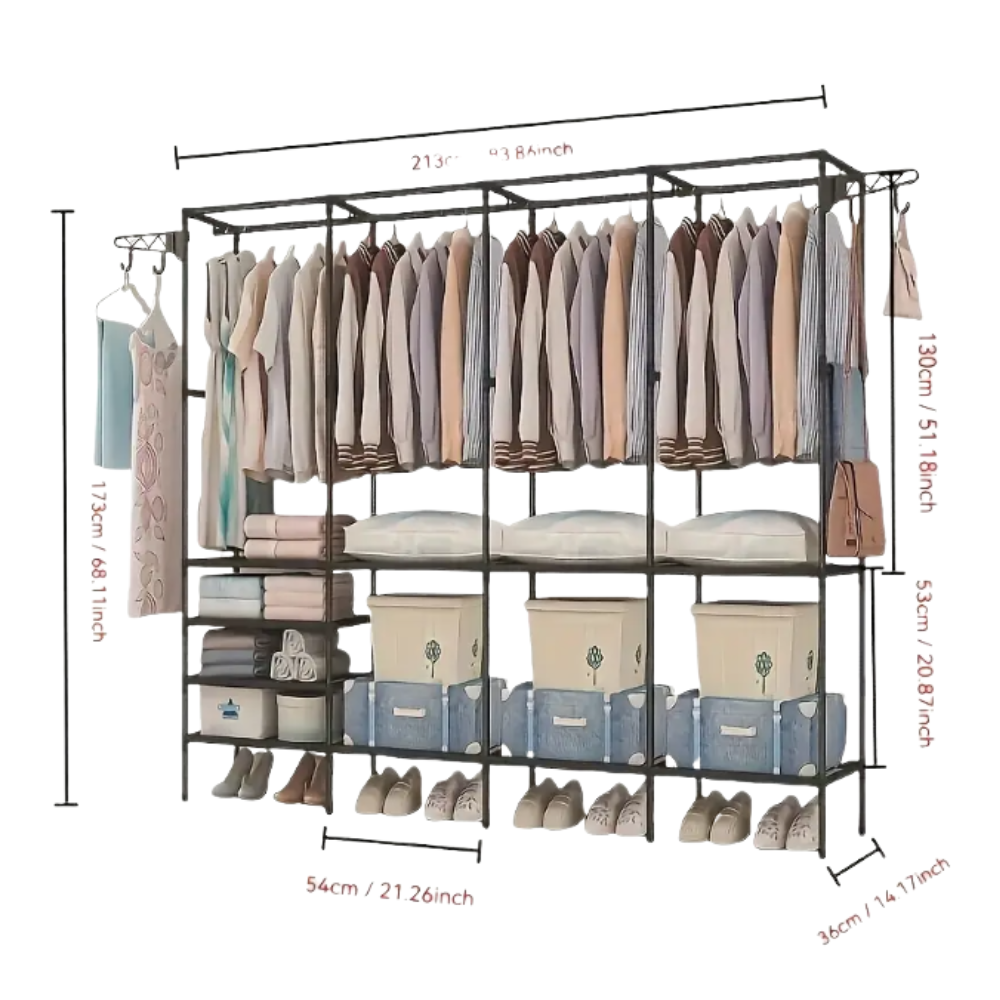 Ropero Perchero Tubular Organizador De Ropa 4 Cuerpos