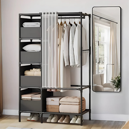 Closet Ropero Armario Perchero Organizador Con Cortina