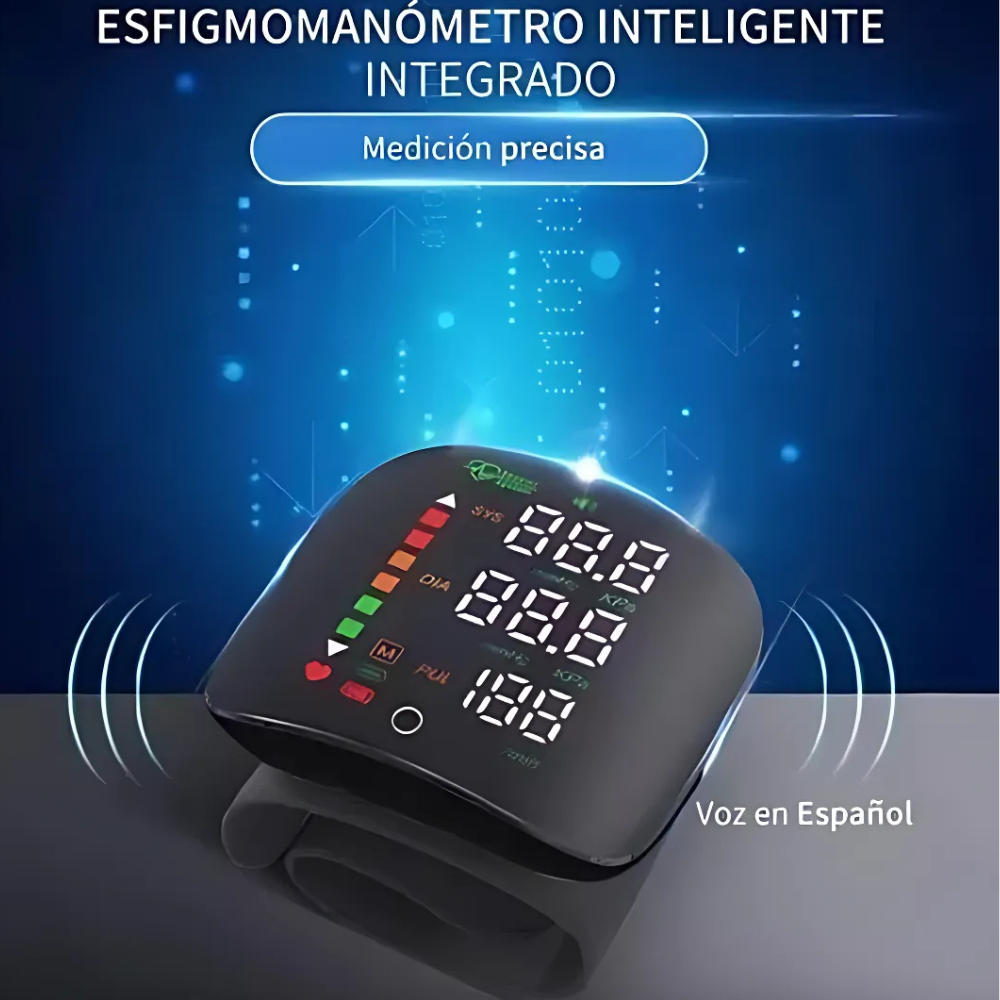 Tensiómetro Digital Recargable Voz Muñeca Presión Arterial