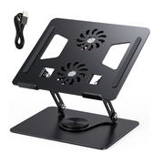 Soporte Laptop Ajustable Metal Con Doble Ventilador Base