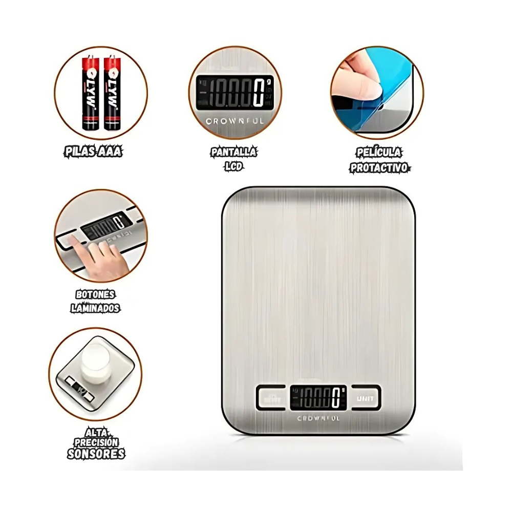 Bascula Balanza Gramera Impermeable Pantalla Digital 5kg