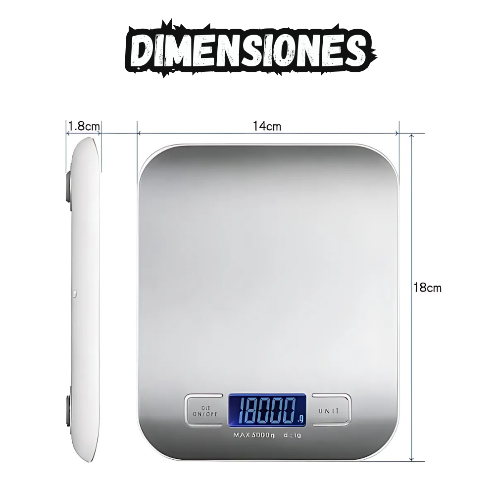 Bascula Balanza Gramera Impermeable Pantalla Digital 5kg