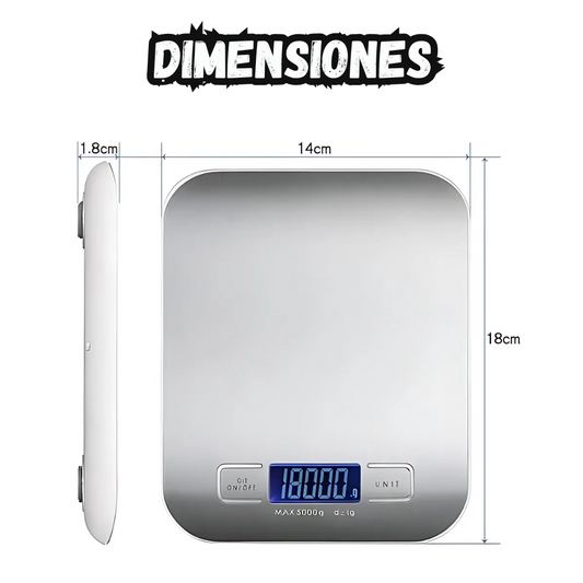 Bascula Balanza Gramera Impermeable Pantalla Digital 5kg