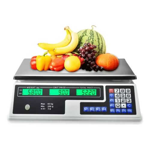 Bascula Digital Comercial Recargable 40kg Pantalla LED Alta Precisión