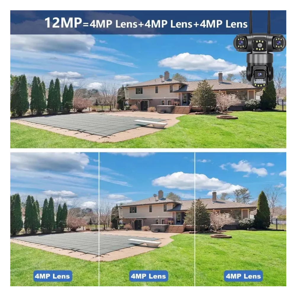 Cámara Exterior Triple Lente Robotica 12mp Zoom X10 App V380