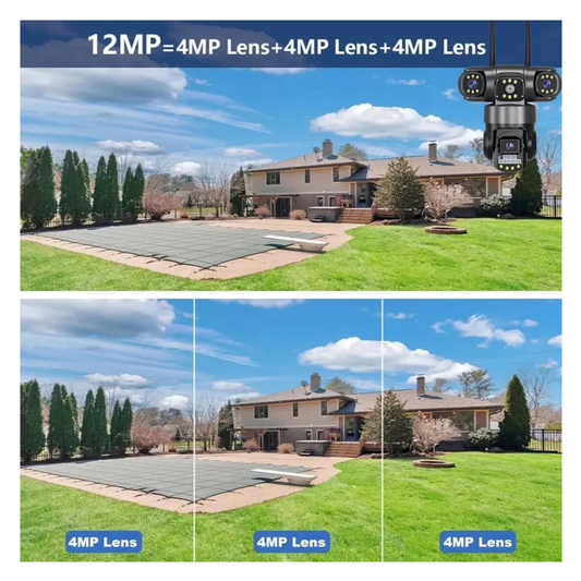 Cámara Exterior Triple Lente Robotica 12mp Zoom X10 App V380