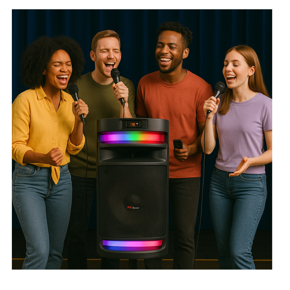 Parlante Portátil Recargable 8 Doble Woofer Con Luces Rgb