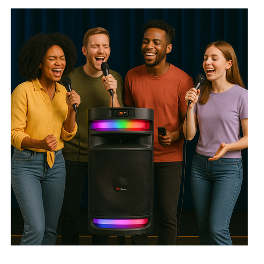 Parlante Portátil Recargable 8 Doble Woofer Con Luces Rgb