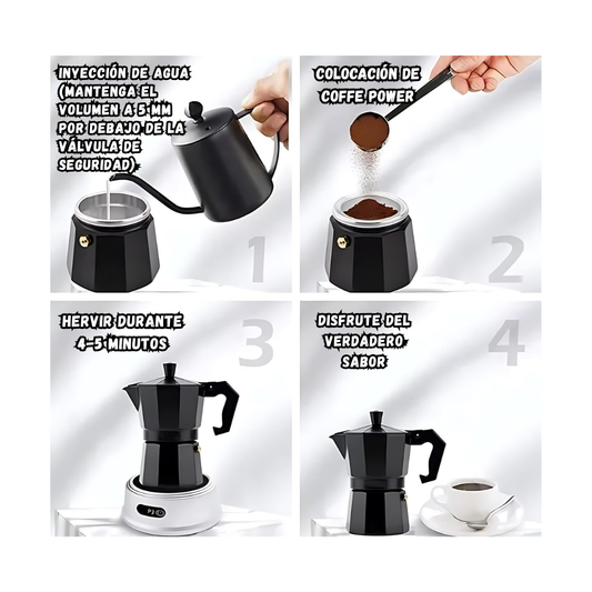 Cafetera Italiana Moka 6 tazas  Cafe Tipo Espresso 300 ML
