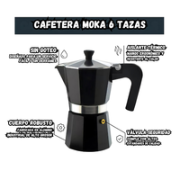 Cafetera Italiana Moka 6 tazas  Cafe Tipo Espresso 300 ML