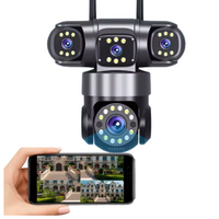 Cámara De Seguridad Wifi Exterior 4 Lentes Vision Nocturna Negro