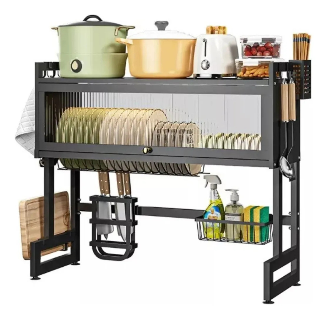 Escurridor Platos Cocina Con Gabinete Color Negro 65cm