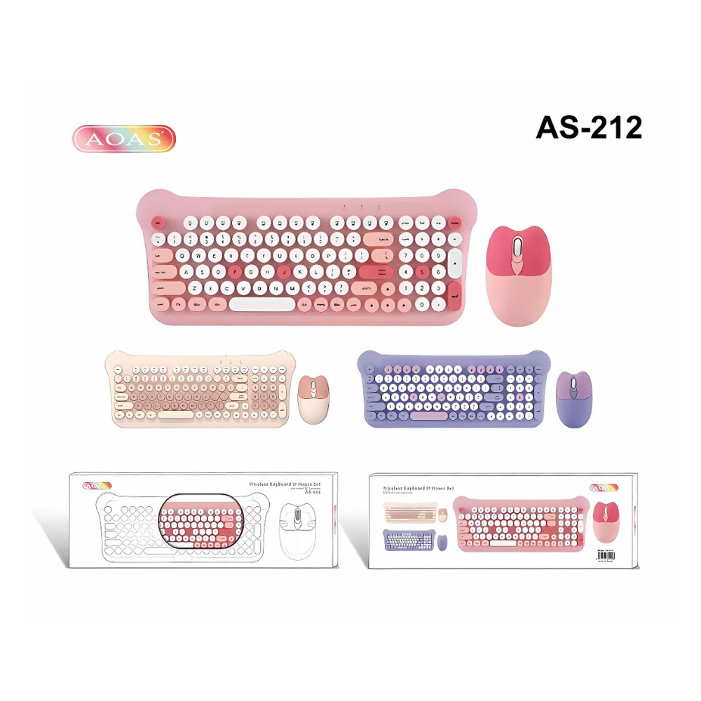 Combo Teclado Diseño Gato + Mouse Inalámbrico AS-212