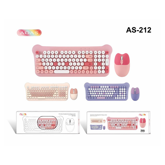 Combo Teclado Diseño Gato + Mouse Inalámbrico AS-212