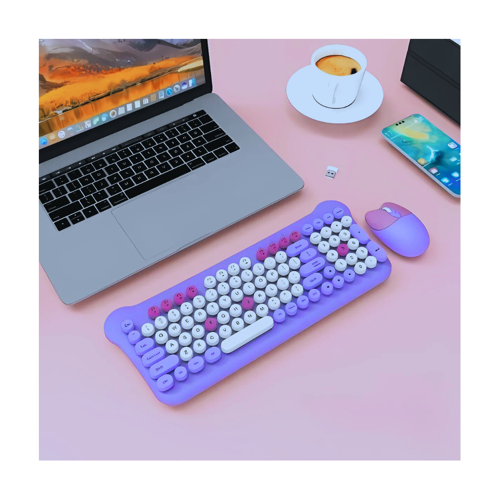 Combo Teclado Diseño Gato + Mouse Inalámbrico AS-212